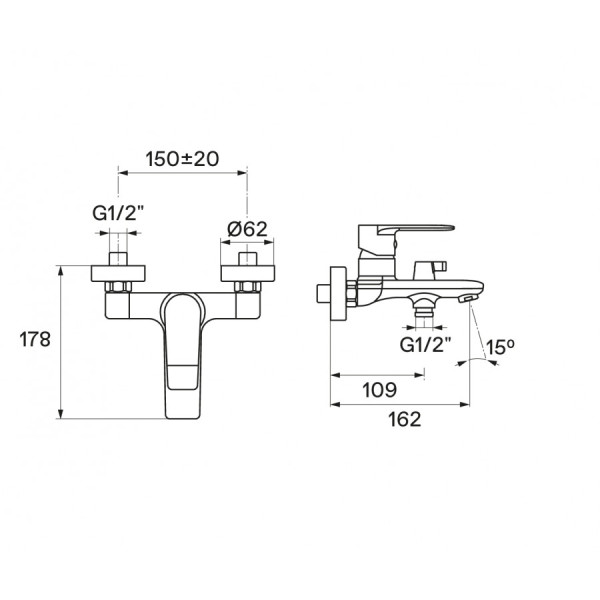 Смеситель для ванны и душа Santek Арма хром с душевым гарнитуром (WH5A1007C001)
