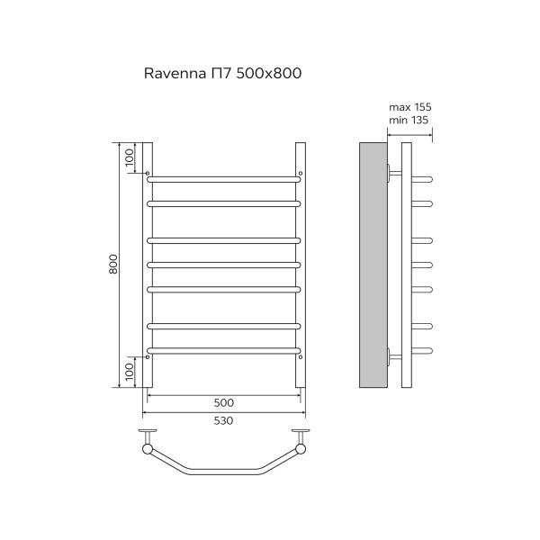 Полотенцесушитель водяной Azario Ravenna 500x800 хром