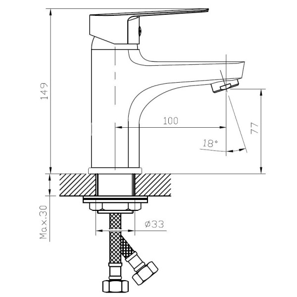 Смеситель для раковины Voda Hill хром (HI 26)