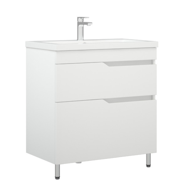 Тумба напольная Melodia Лотос 70 (Фостер/Como 70) 2 ящика белая (MFR80030WT)