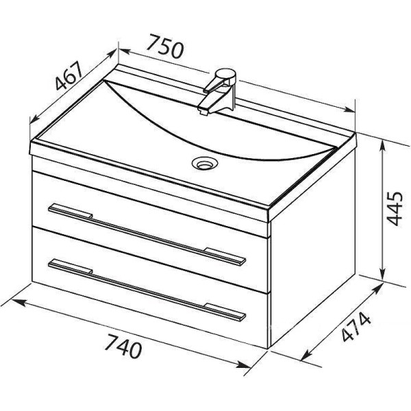 Тумба подвесная Aquanet Верона 75 New белый матовый (00272422)