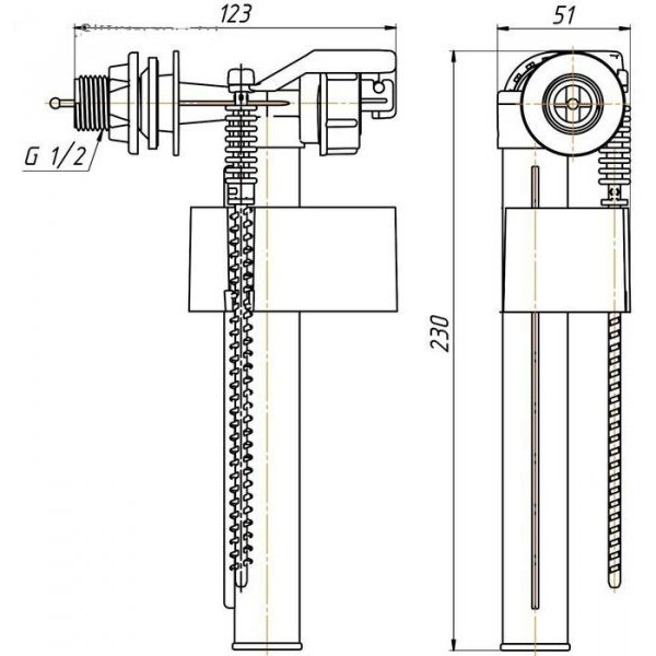 Арматура для смывного бачка АНИ (боковой подвод 1/2" (латунь), 1-уровень, кнопка пласт. хром) АНИ пласт (WC8020C) Арматура для смывного бачка АНИ (боковой подвод 1/2" (латунь), 1-уровень, кнопка пласт. хром) АНИ пласт (WC8020C)