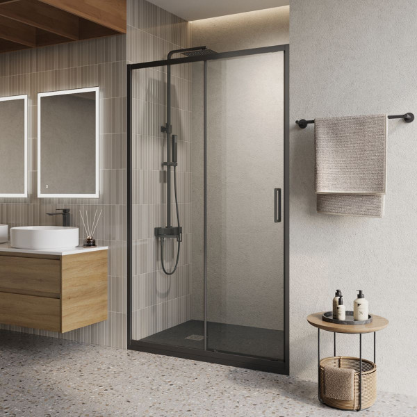 Душевая дверь BelBagno Luce 120x195 стекло прозрачное, профиль черный (LUCE-BF-1-120-C-NERO)