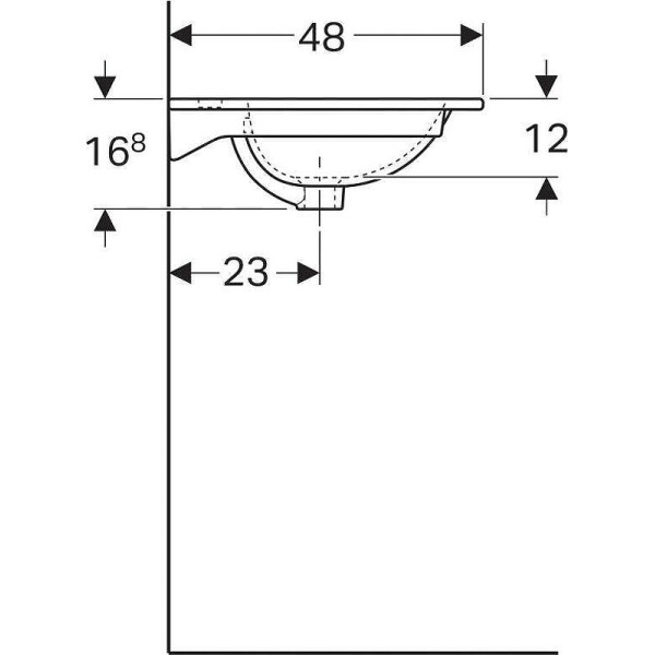 Раковина встраиваемая Geberit Acanto 60x48 с отверстием под смеситель, с переливом, белая (500.640.01.2)