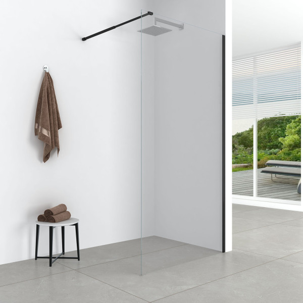 Душевое ограждение Loranto Walk-In 80x200 стекло прозрачное, профиль черный матовый (CS-W04B-80) Душевое ограждение Loranto Walk-In 80x200 стекло прозрачное, профиль черный матовый (CS-W04B-80)