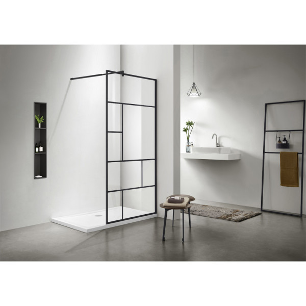 Душевая перегородка Aquatek 100x200 стекло прозрачное, профиль черный (AQ WIW Print 10020BL)