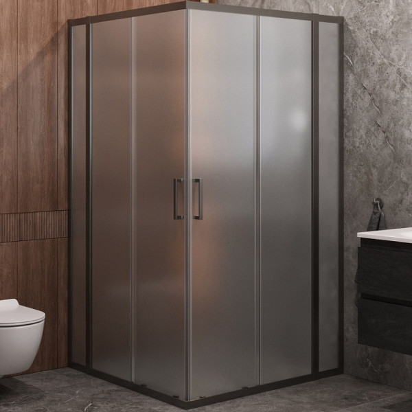 Душевой уголок Cezares Molveno 110x110x195 стекло матовое, профиль оружейная сталь (MOLVENO-A-22-90+20-P-GM)