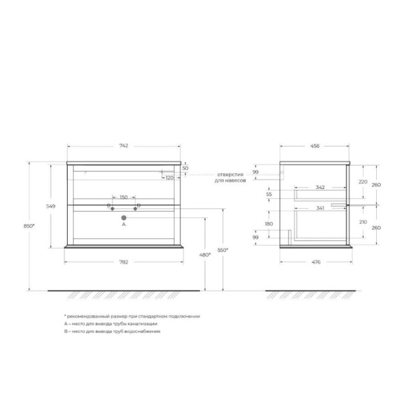 Тумба подвесная Cezares Tiffany 100x55 Verde opaco (55331)