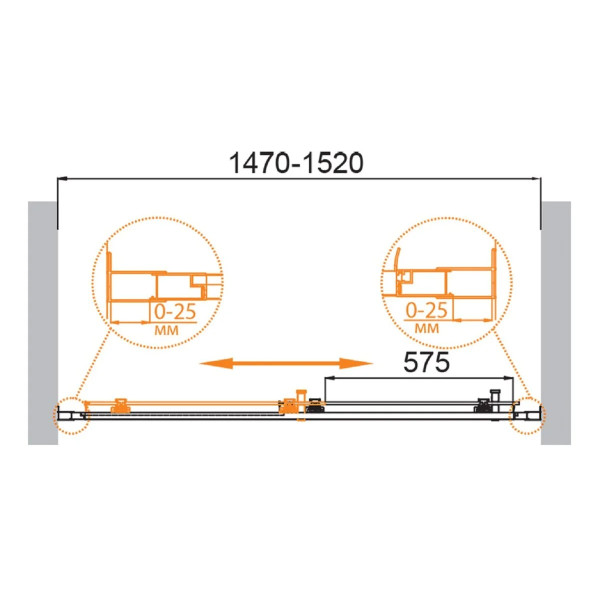 Душевая дверь Cezares Molveno 150x195 стекло прозрачное, профиль оружейная сталь (MOLVENO-BF-1-150-C-GM-IV)