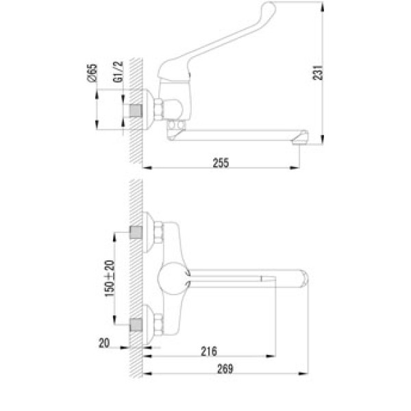 Смеситель для раковины Lemark Project медицинский (LM4611C)