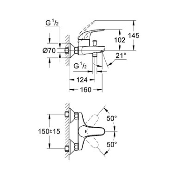 Смеситель для ванны и душа Grohe Euroeco (32743000)