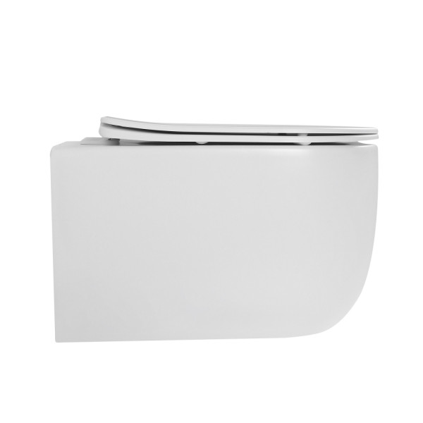 Унитаз подвесной Abber Bequem матовый, безободковый, смыв торнадо белый (AC1104TMW)