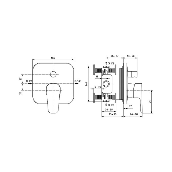 Смеситель для ванны и душа Ideal Standard Ceraplan III встраиваемый (A6115AA)