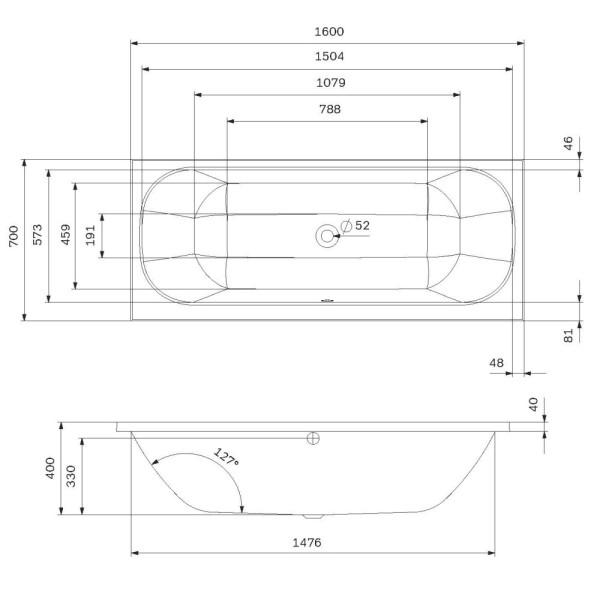 Ванна акриловая AM.PM Above 160x70 белая (W9XA-160-070W-A) Ванна акриловая AM.PM Above 160x70 белая (W9XA-160-070W-A)