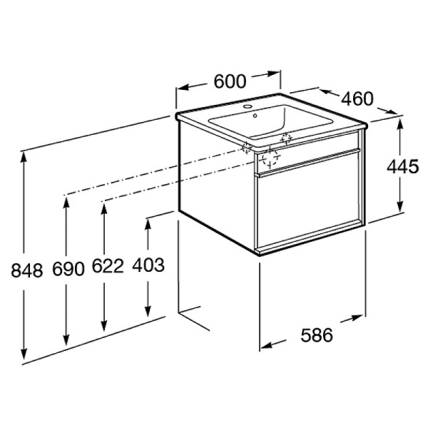 Тумба подвесная Roca Aneto 58,6x45x42,9 белый (857429806) Тумба подвесная Roca Aneto 58,6x45x42,9 белый (857429806)