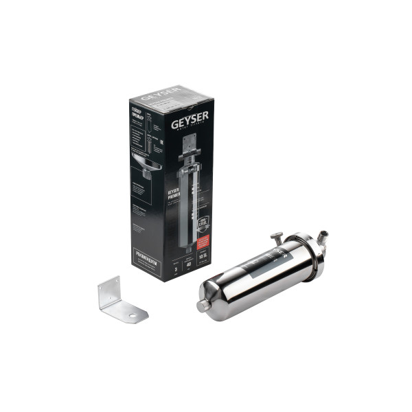 Фильтр колбовый Гейзер Премьер 1/2" 10SL со сливом (нержавеющая сталь, для холодной и горячей воды) (50752)