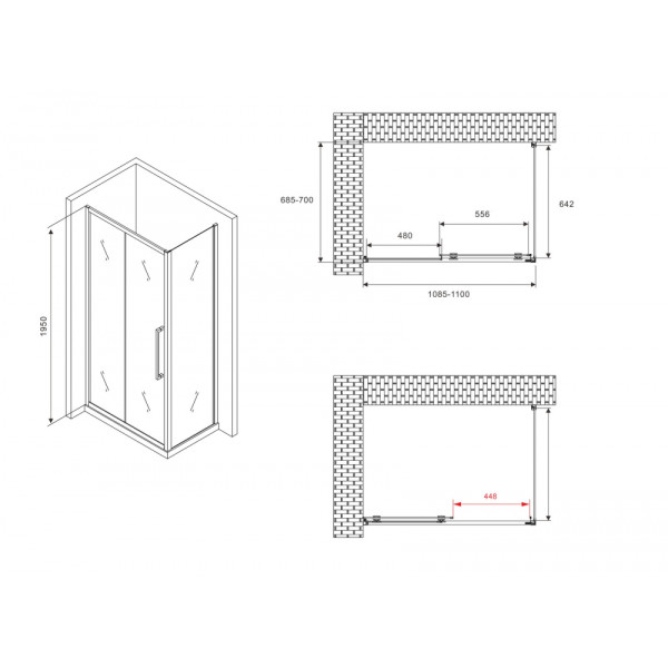 Душевой уголок Abber Schwarzer Diamant 70x70x195 стекло матовое, профиль черный (AG30110BMH-S70BM) Душевой уголок Abber Schwarzer Diamant 70x70x195 стекло матовое, профиль черный (AG30110BMH-S70BM)