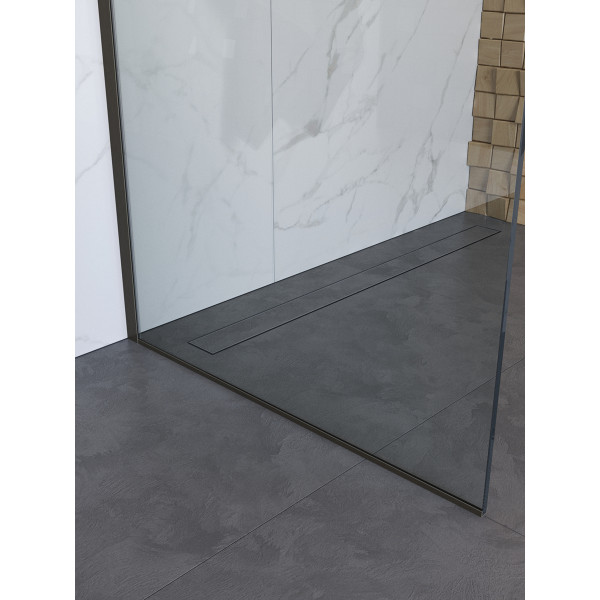 Душевое ограждение BelBagno Uno 90x200 стекло прозрачное, профиль оружейная сталь матовая (UNO-L-1-TB-90-C-GM)