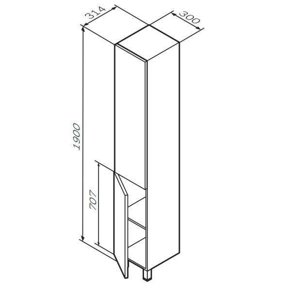 Пенал напольный AM.PM Gem 30x190 левый двери, push-to-open: орех (M90CSL0306HF)