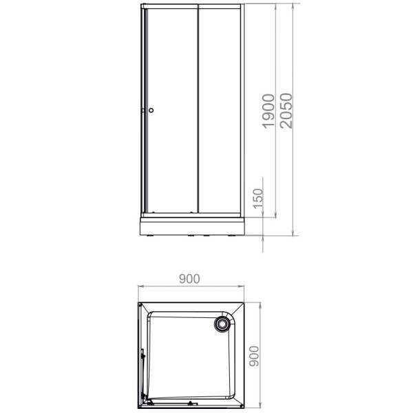 Поддон акриловый Melodia Cube 90х90х15 низкий, квадрат, белый, слив 90 мм (MTYCB9090)