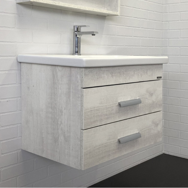 Тумба подвесная Comforty Никосия 700x500x450 дуб белый матовый с раковиной (00-00001507) Тумба подвесная Comforty Никосия 700x500x450 дуб белый матовый с раковиной (00-00001507)