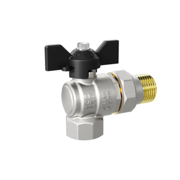 Кран угловой 3/4" шаровый со сгоном LD Pride (чёрная бабочка) (LD 47.206.20)