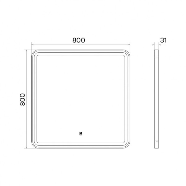 Зеркало Comforty Ситара 800x800x31 черный глянцевый (00-00018683)