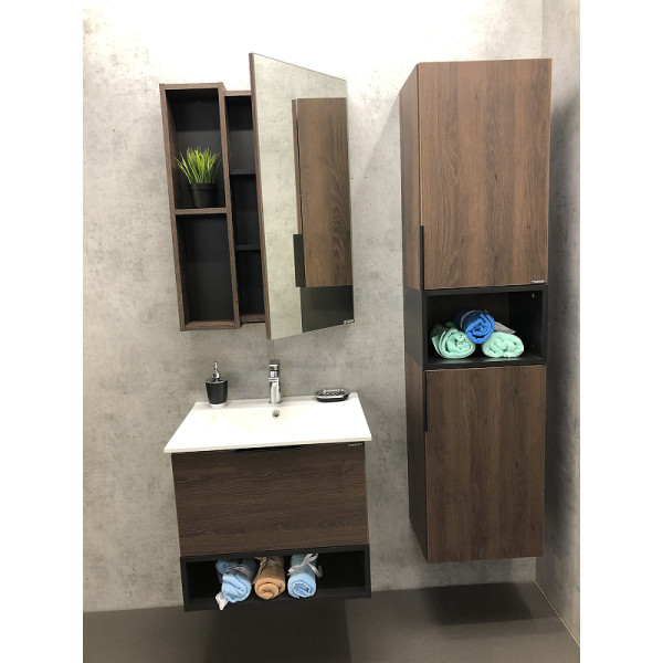 Пенал подвесной Comforty Франкфурт 400x320x1600 дуб шоколадно-коричневый (00004150535)