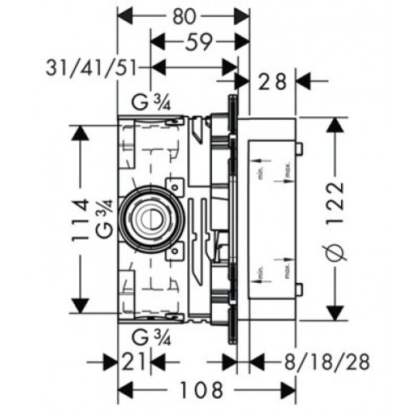 Скрытая часть смесителя Hansgrohe iBox Universal (1800180) Скрытая часть смесителя Hansgrohe iBox Universal (1800180)