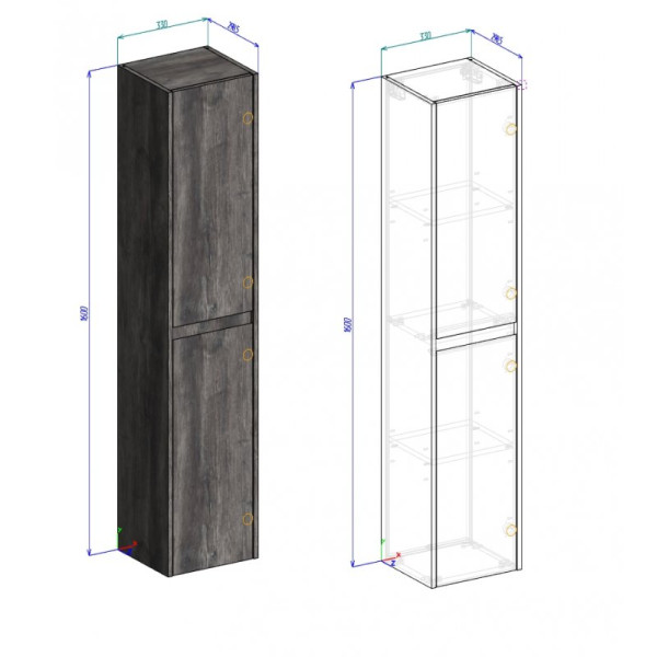 Пенал подвесной BelBagno Kraft Rovere Nebrasca Nature (KRAFT-160-2A-SC-RNN-L)