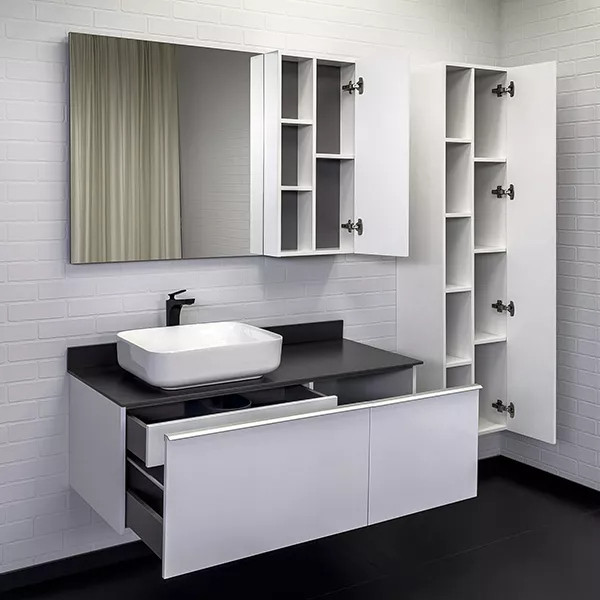 Тумба подвесная с раковиной Comforty Милан 1200x520x545 белый глянцевый/графит (00-00013784)