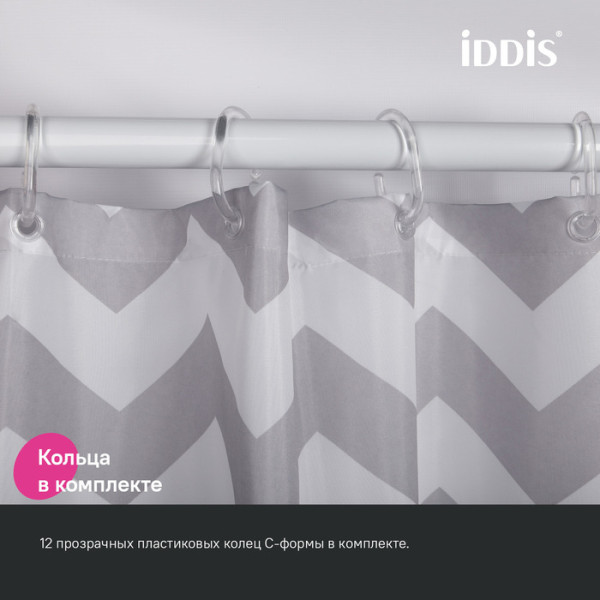 Шторка для ванны текстиль Iddis 200x180 полиэстер с рисунком (BR02P18i11)