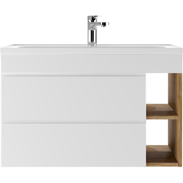 Тумба подвесная под умывальник Absolute 80 Frost с двумя ящиками В2 Домино (DF3402T)