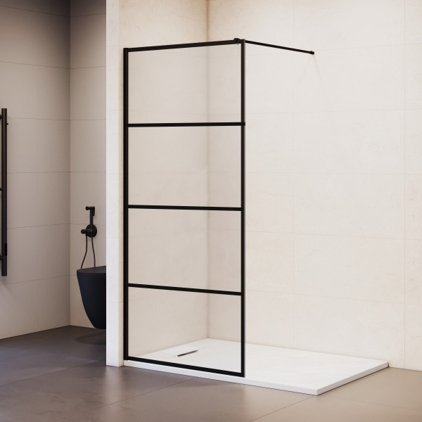 Душевое ограждение RGW Walk In 80x200 стекло прозрачное с рисунком, профиль черный (351001980-84) Душевое ограждение RGW Walk In 80x200 стекло прозрачное с рисунком, профиль черный (351001980-84)