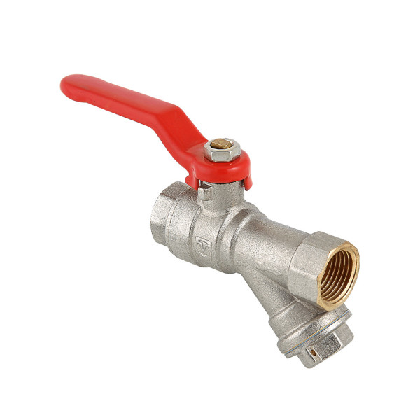 Кран 1/2" ВВ шаровый со встроенным фильтром Valtec Combi (красная ручка) VT.292.N.04