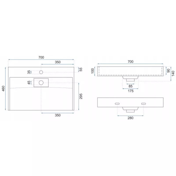 Раковина накладная Rea Goya 70x46 белый (REA-U8902+U8668)