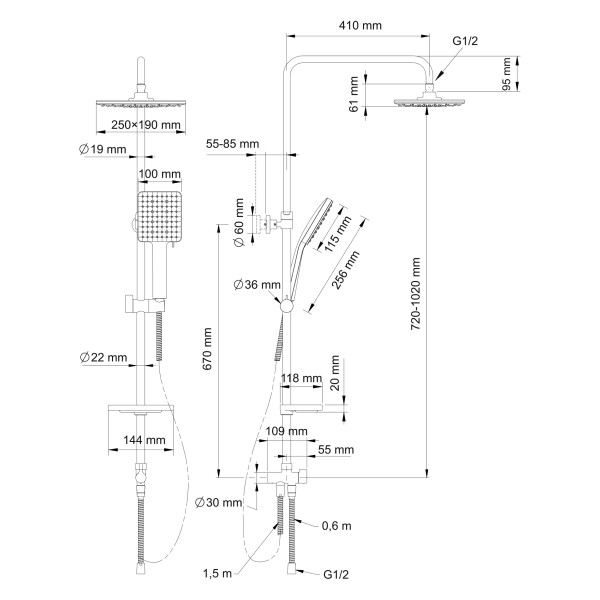 Душевой гарнитур Swedbe Calypso хром (5077)