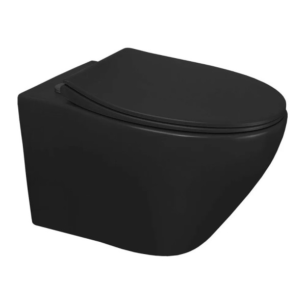 Унитаз подвесной Keras matt black безободковый с сиденьем микролифт 520x370x360 (AZ-99046B) Унитаз подвесной Keras matt black безободковый с сиденьем микролифт 520x370x360 (AZ-99046B)
