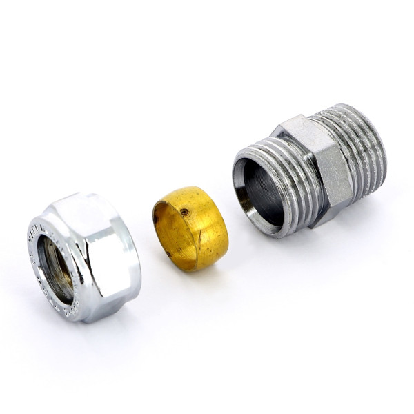 Соединение прямое 10*3/8"Н (обжим) (хром) Tiemme (1130142)