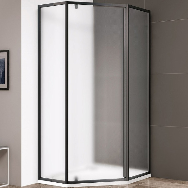 Душевой уголок Cezares ECO 90x90x195 стекло матовое, профиль черный (ECO-O-P-1-90-P-NERO)