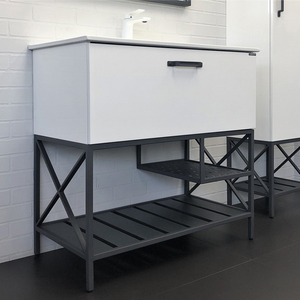 Тумба напольная Comforty Бонн 910x870x465 дуб дымчатый матовый с раковиной (00-00001421)