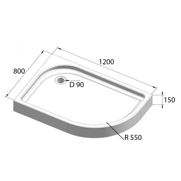 Душевой поддон BelBagno 120x80x15 белый (TRAY-BB-RH-120/80-550-15-W-L)