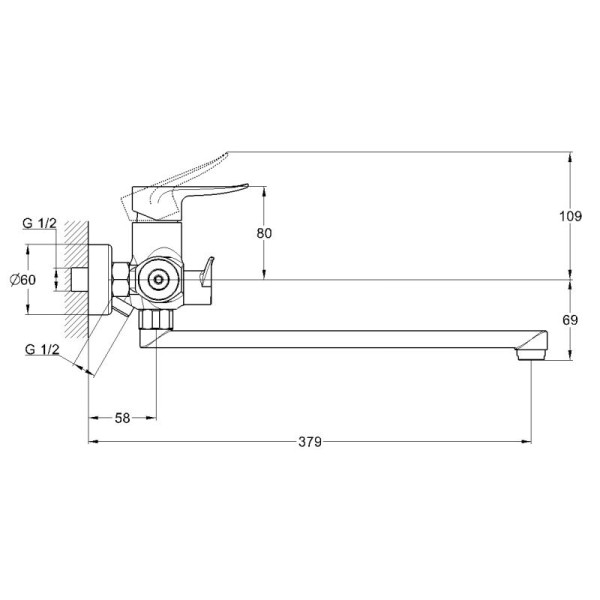 Смеситель для ванны и душа G.lauf хром (GOB7-A134)