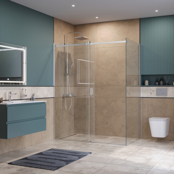 Душевой уголок BelBagno Soft Close-2 160x100x200 стекло прозрачное, профиль хром глянцевый (SOFT_CLOSE-2-AH-1-160/100-C-Cr)