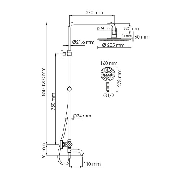 Душевая система WasserKRAFT белый (A188.067.059.WM Thermo)