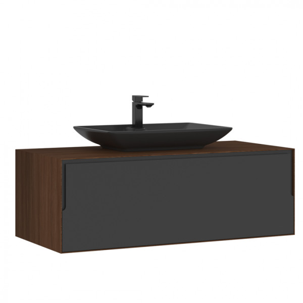 Тумба подвесная Orka Craft 1200x500x400 с раковиной орех/антрацит (5001127)