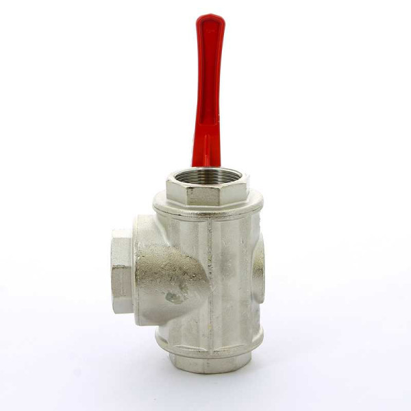 Кран Itap 1 1/2" шаровый трёхходовой L-порт (красная ручка-рычаг) (1280112L)