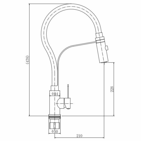Смеситель для кухни Fashun с гибким изливом сатин/серый (A54112-12)