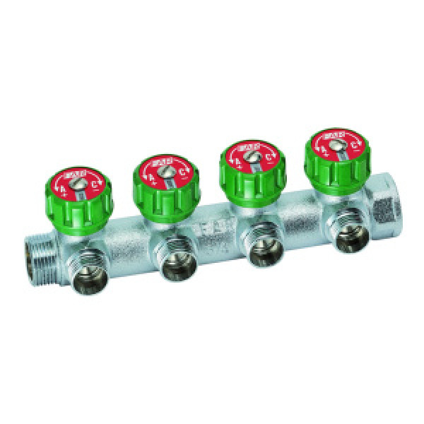 Коллектор 4 отвода регулируемый 1"x3/4"EU MULTIFAR с вставкой под плоское уплотнение, хром (FK 3824 134UN)