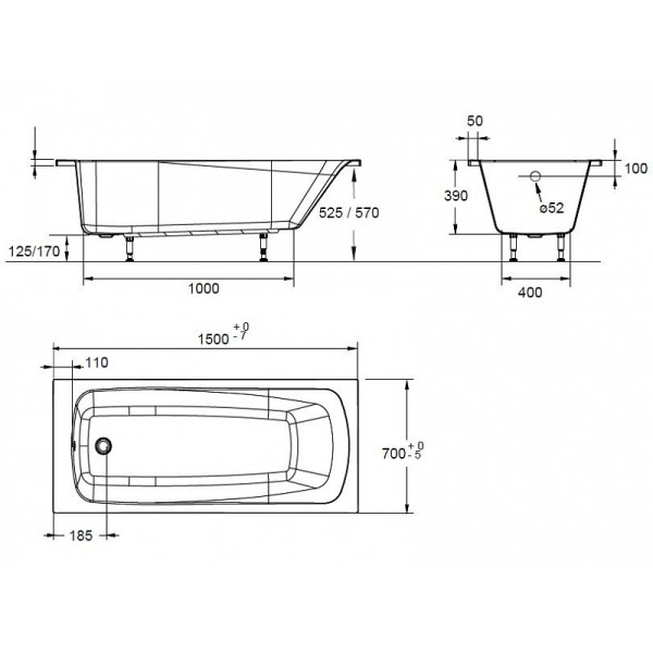 Ванна акриловая Jacob Delafon Patio 150*70 (E6810RU-01) Ванна акриловая Jacob Delafon Patio 150*70 (E6810RU-01)